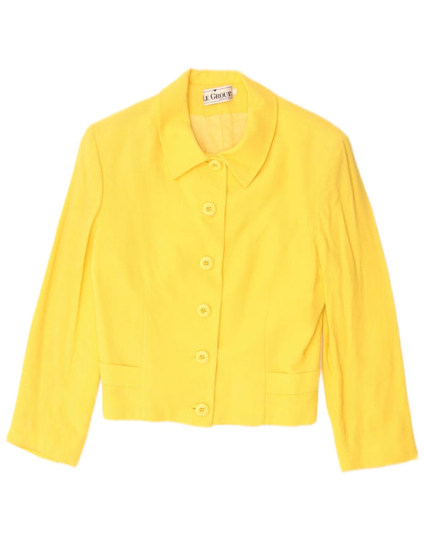 Le Group Ensemble jupe 2 pièces 6 boutons pour femme UK 12 Medium W28 Laine jaune