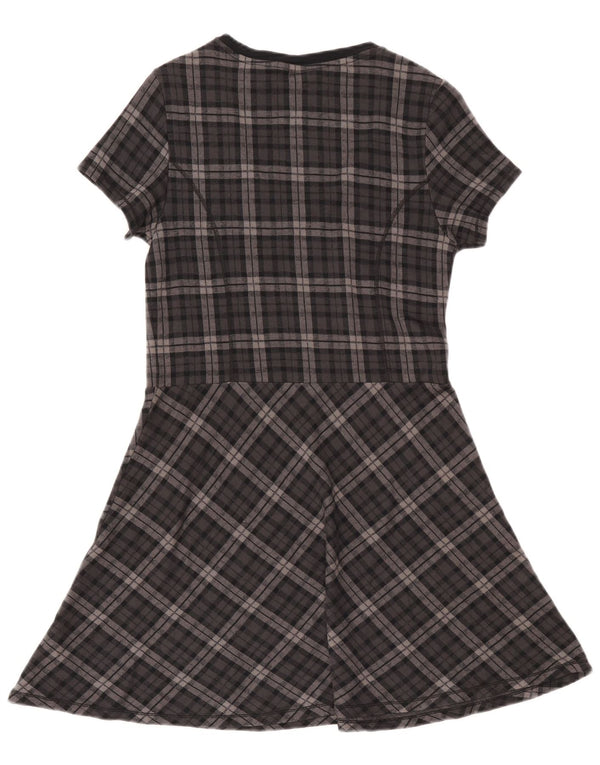 Jack Wills Womens A-Line Dress UK 14 Large Grey Check Cotton