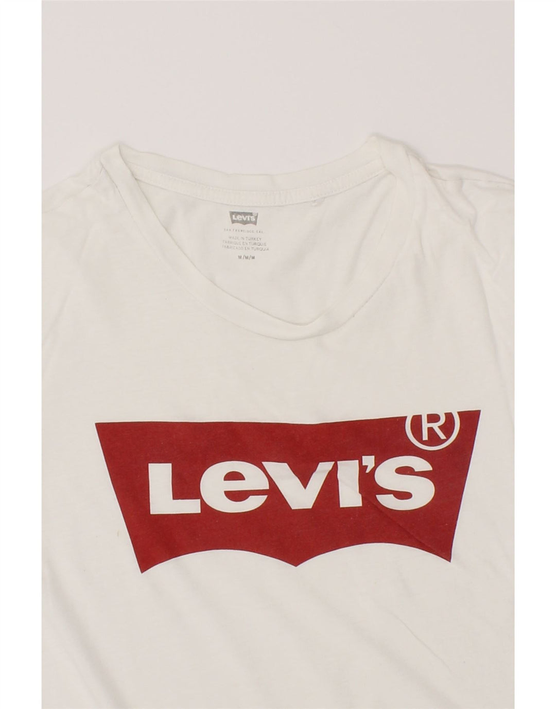 LEVI'S Womens Graphic T-Shirt Top UK 14 Medium White Cotton Vintage Levi's and Second-Hand Levi's from Messina Hembry 