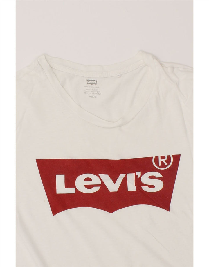 LEVI'S Womens Graphic T-Shirt Top UK 14 Medium White Cotton Vintage Levi's and Second-Hand Levi's from Messina Hembry 
