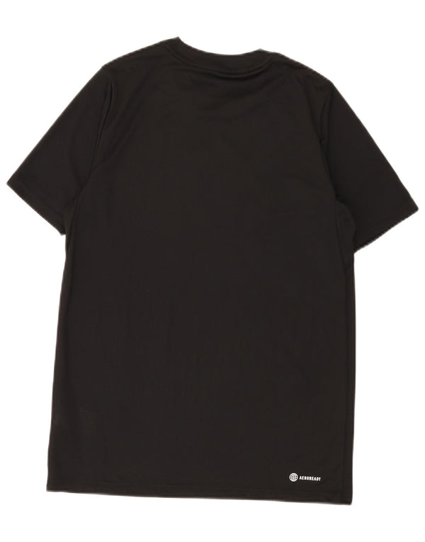 Adidas Boys Aeroready Graphic T-Shirt Top 13-14 Years Black Polyester