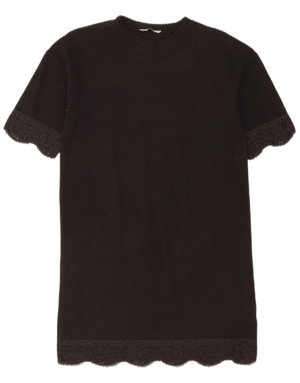 Zara Γυναικείο T-Shirt Trafaluc Φόρεμα UK 10 Small Black Floral