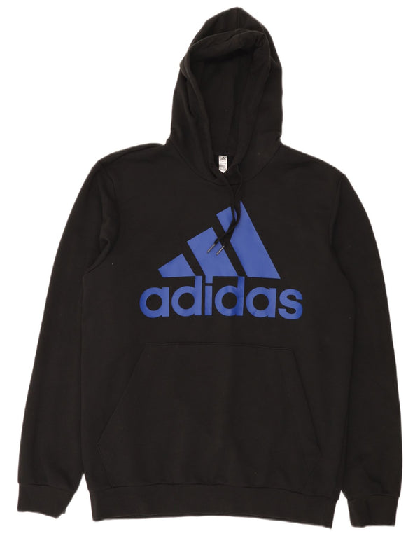 Felpa con cappuccio grafica da uomo Adidas UK 44/46 grande cotone nero