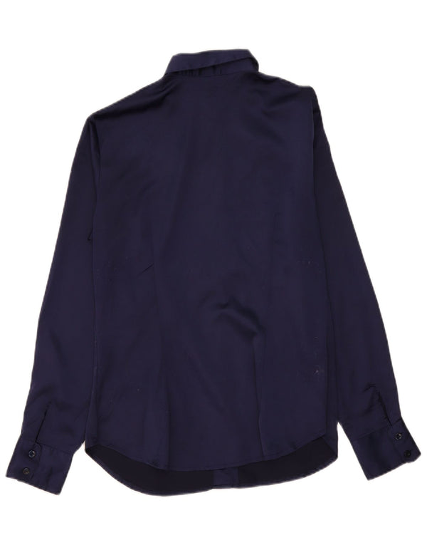 Trussardi Jeans Chemise De Smoking Femme UK 16 Large Bleu Marine