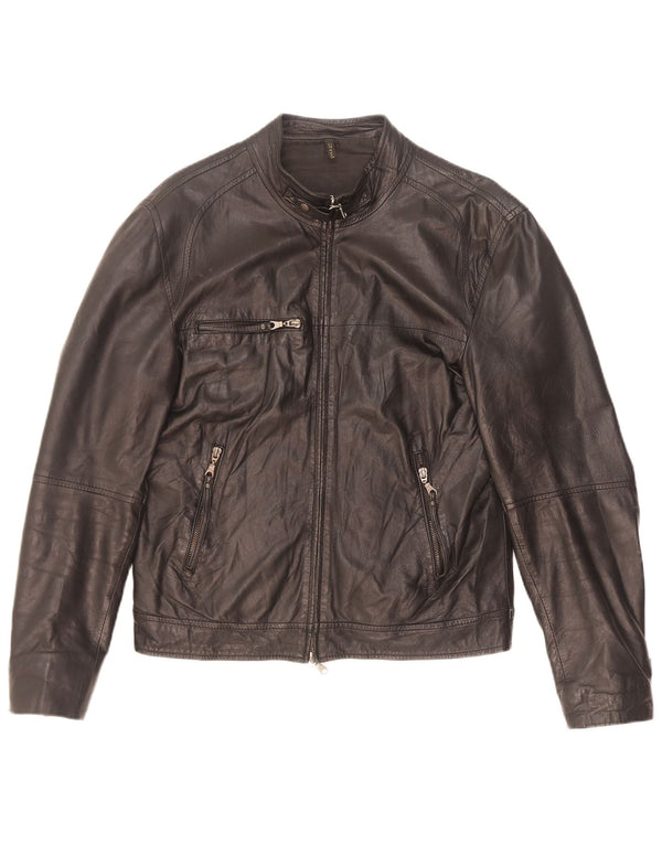 Jachetă de motociclist din piele vintage pentru bărbați IT 46 Small Black