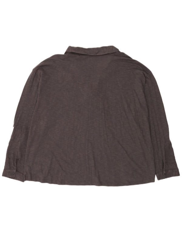 Fat Face Damen-Langarm-Poloshirt, UK 24 4XL, grau gefleckte Baumwolle