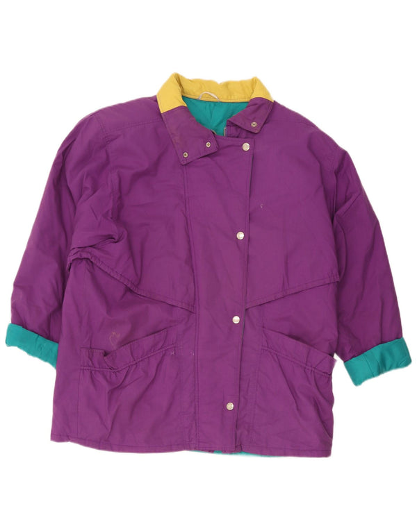 Vintage Womens Windbreaker Jacket UK 18 XL Purple Colourblock Polyester