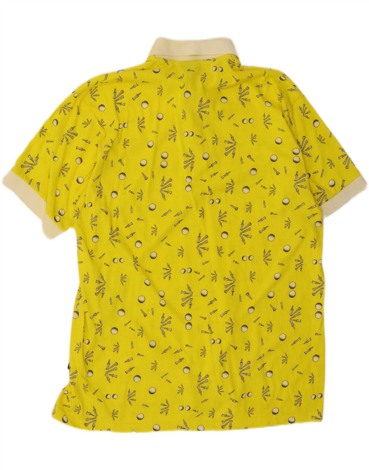 GIANFRANCO FERRE Mens Abstract Pattern Polo Shirt IT 50 Medium Yellow