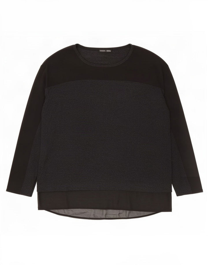 Zara Mujer Top Extragrande Manga Larga UK 44 Viscosa Negra Mediana