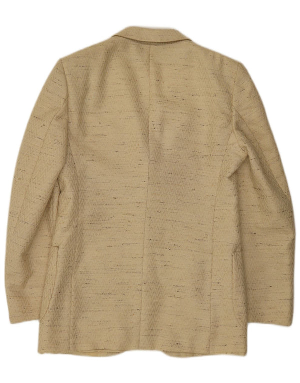 Vintage Mens 3 Button Blazer Jacket IT 48 Medium Beige Flecked Virgin Wool