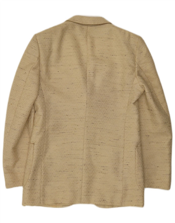 Vintage Mens 3 Button Blazer Jacket IT 48 Medium Beige Flecked Virgin Wool