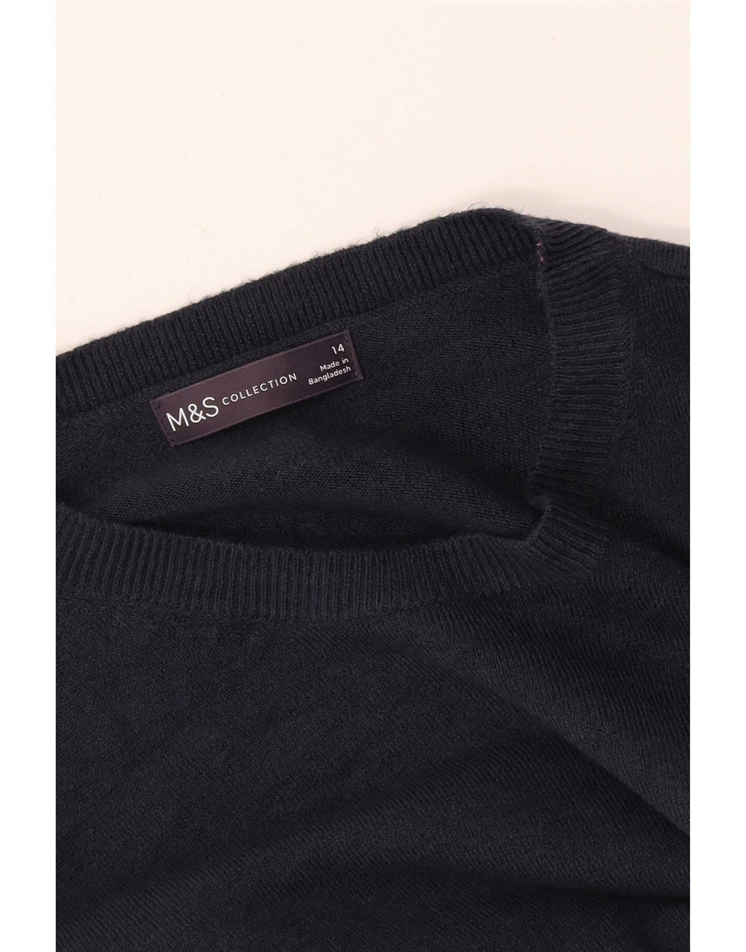 Marks & Spencer Womens Boat Neck Jumper Sweater UK 14 Medium Navy Blue