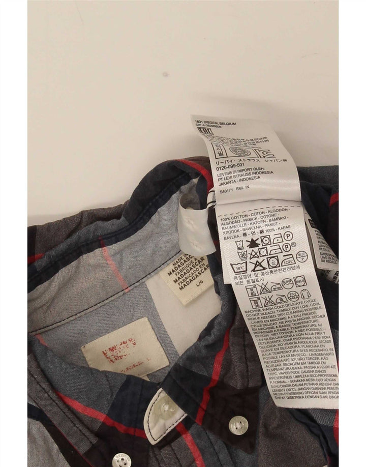 Levi's herreskjorte stor marineblå plaid bomuld