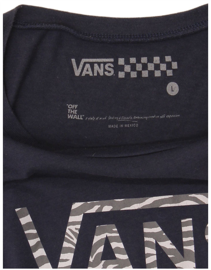 Vans Womens Graphic T-Shirt Top UK 14 Large Navy Blue