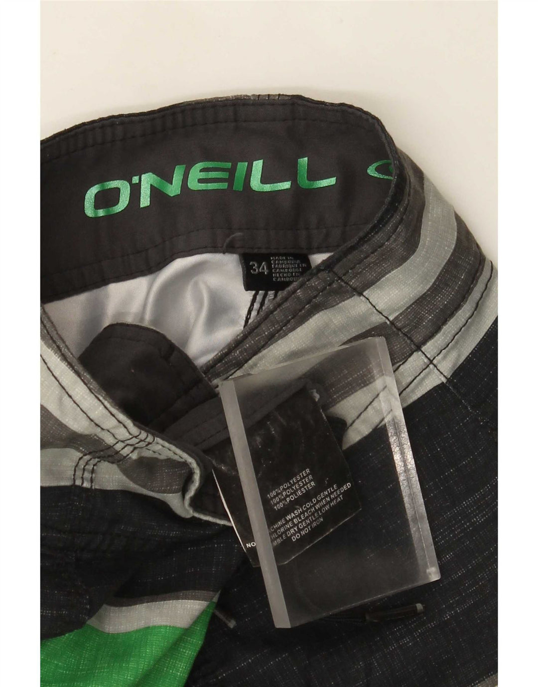O'Neill Mens Swimming Shorts Large  Black Striped Polyester