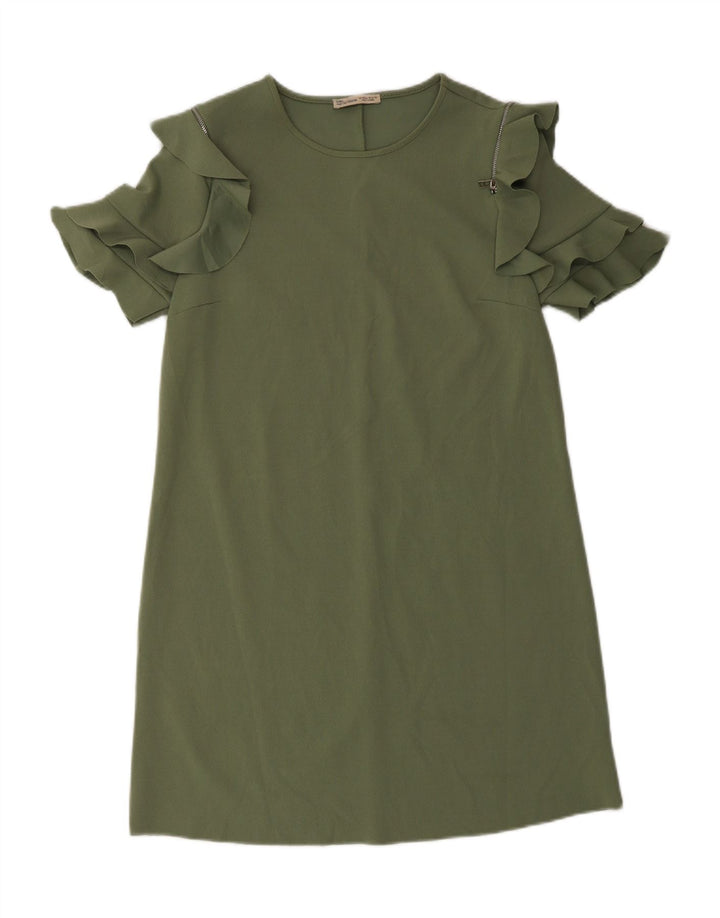 ZARA Womens A-Line Dress UK 12 Medium Green Polyester Vintage Zara and Second-Hand Zara from Messina Hembry 