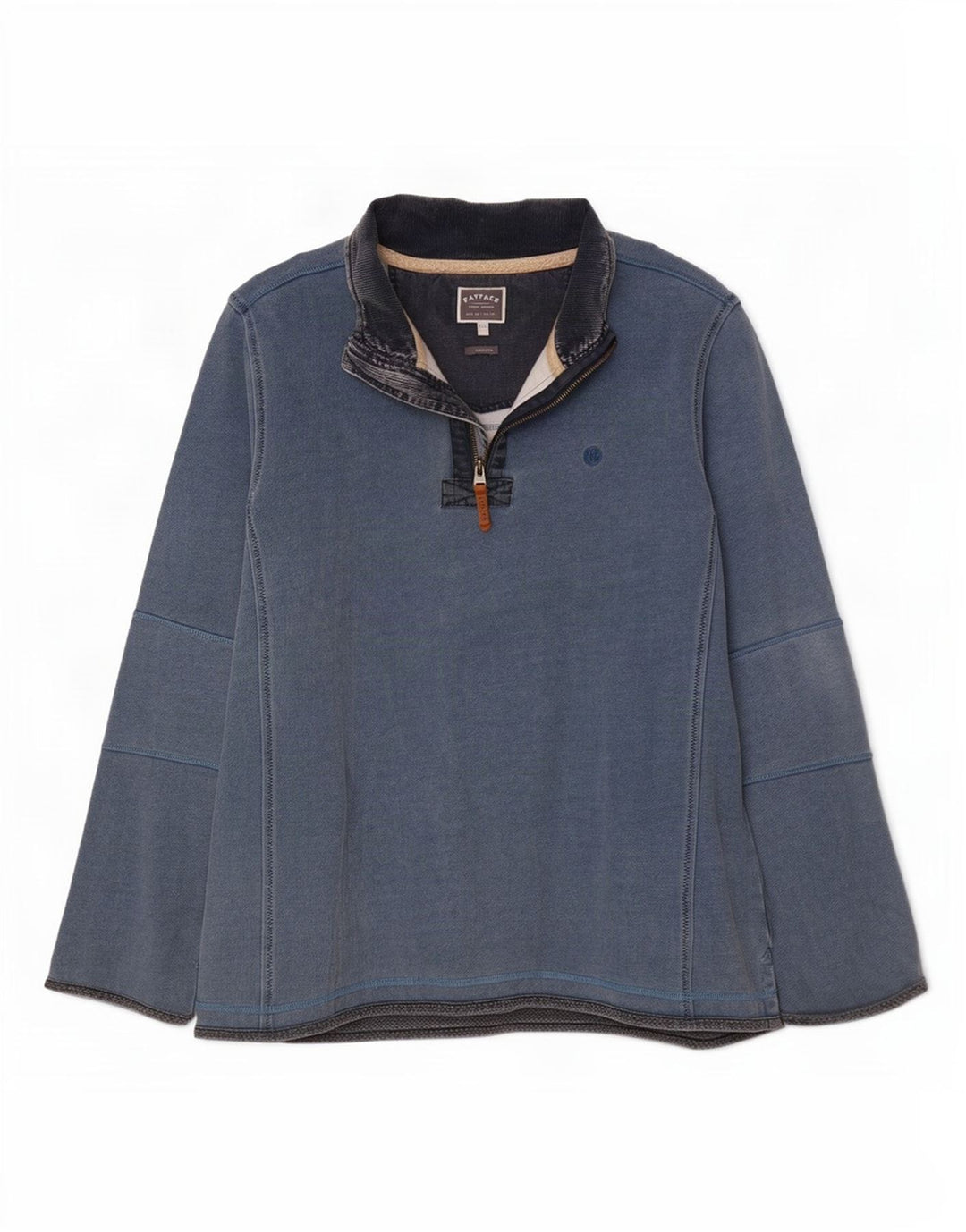 Felpa da uomo con collo con zip Fat Face Maglione 2XL cotone blu