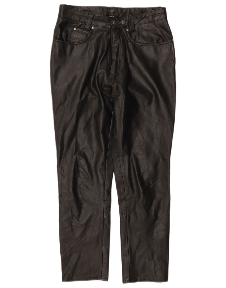 POLO Mens Leather Slim Trousers IT 46 Small W28 L26 Black