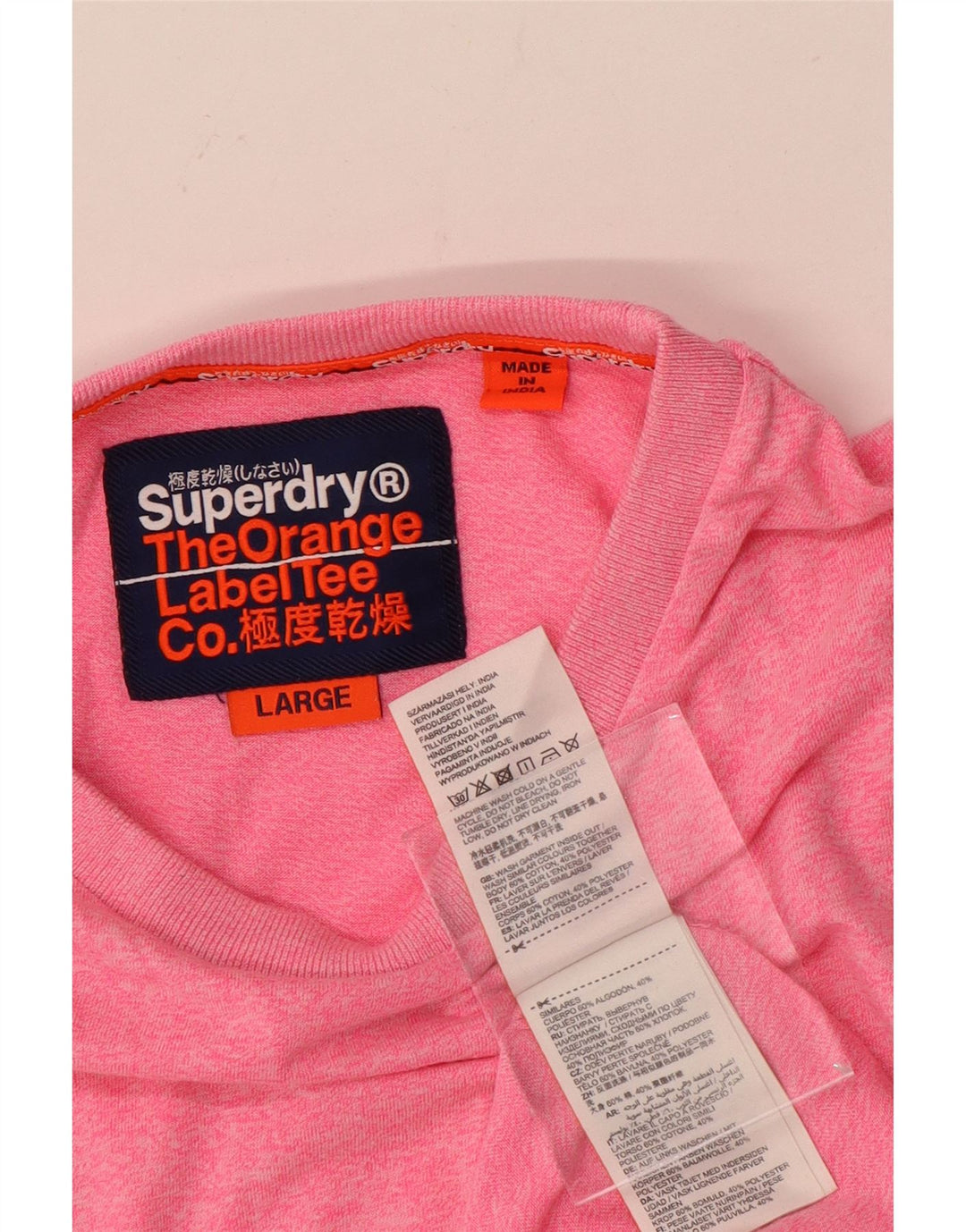 Superdry Mens T-Shirt Top Large Pink Cotton
