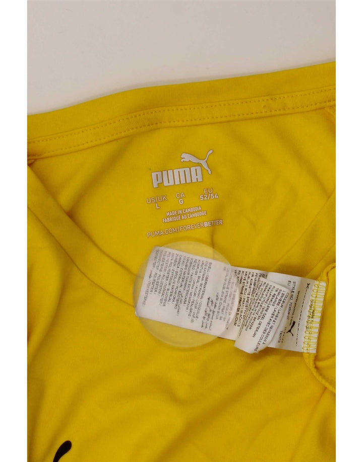 Puma Herren T-Shirt Top Large Gelb Polyester