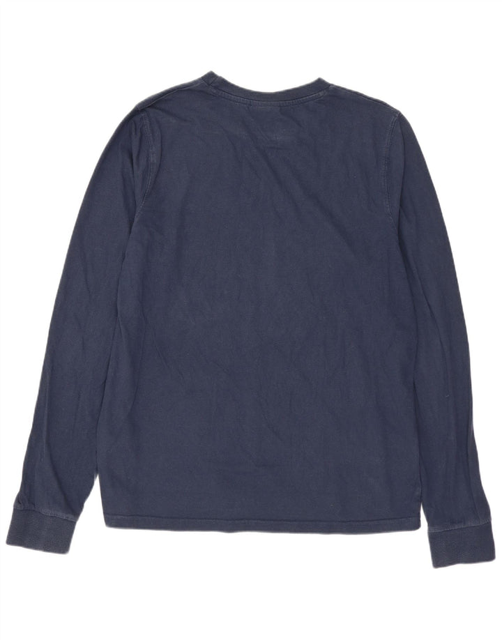 Ellesse Womens Graphic Top Long Sleeve UK 12 Medium Navy Blue Cotton