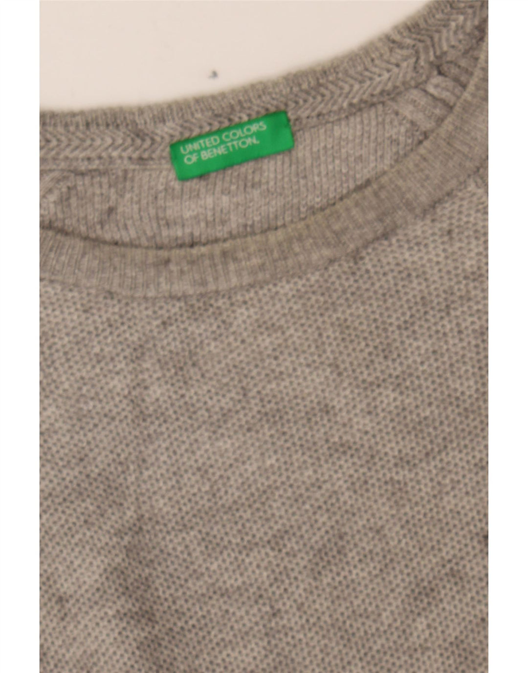 BENETTON Mens Boat Neck Jumper Sweater Medium Grey Flecked Cotton Vintage Benetton and Second-Hand Benetton from Messina Hembry 