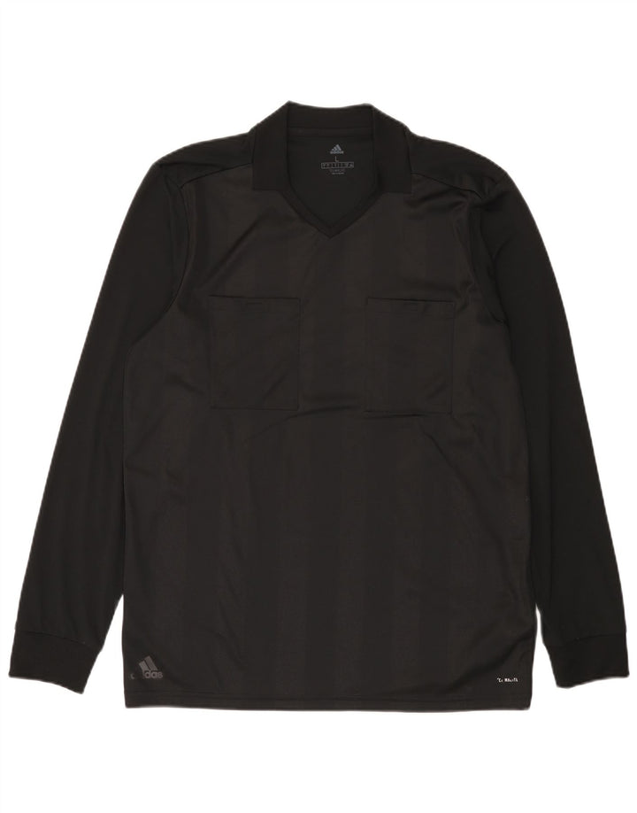 Adidas Mens Climalite Top Long Sleeve Large Black Striped Polyester