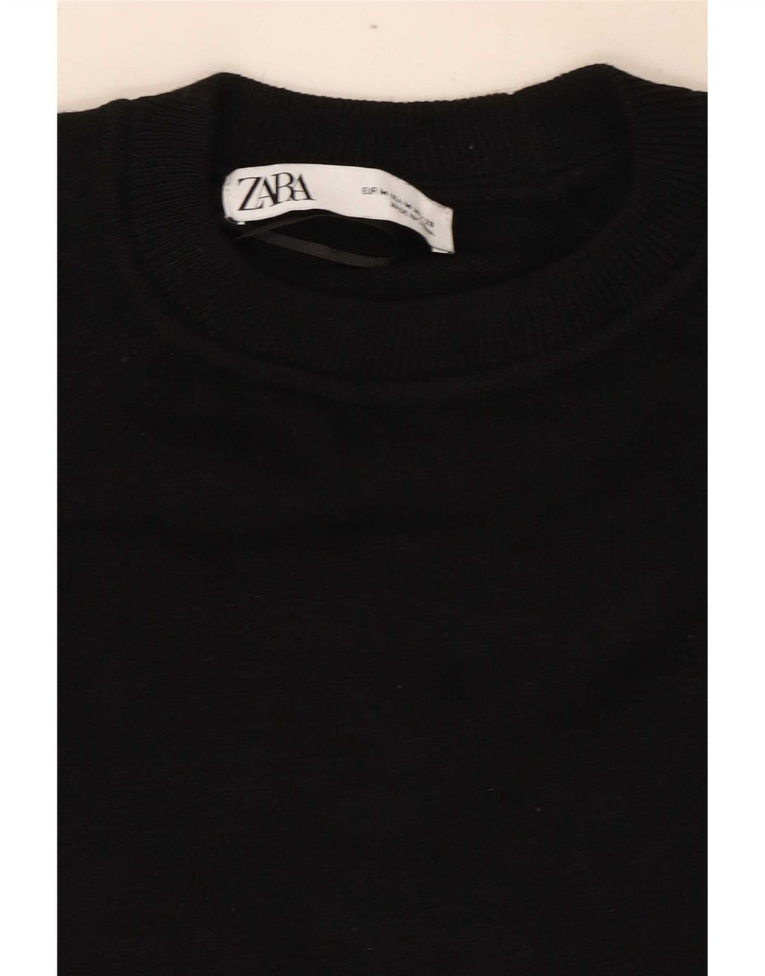 Zara Womens Crop Oversized Μπλούζα Τοπ UK 14 Medium Black