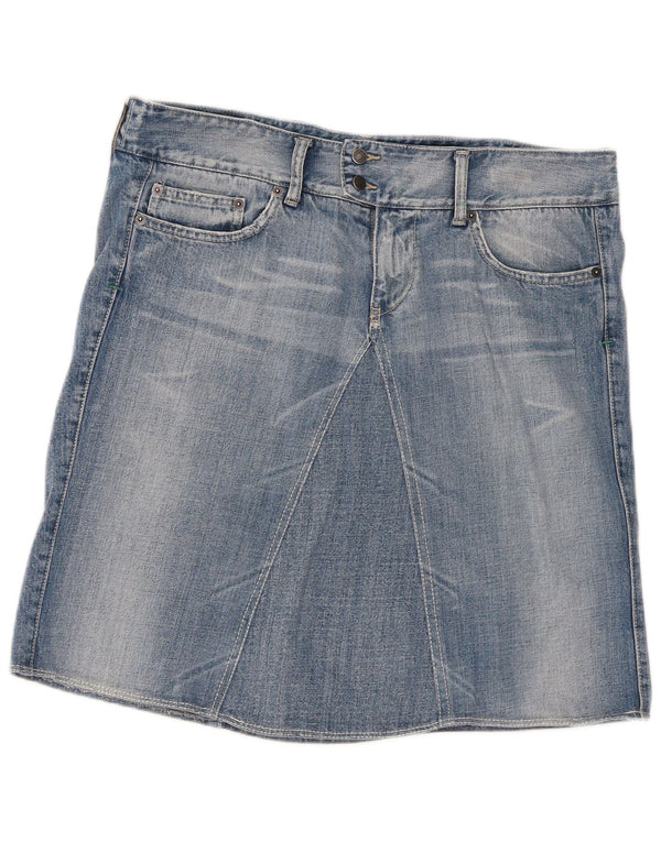 Gonna Benetton Donna Denim W32 Large Blu Cotone