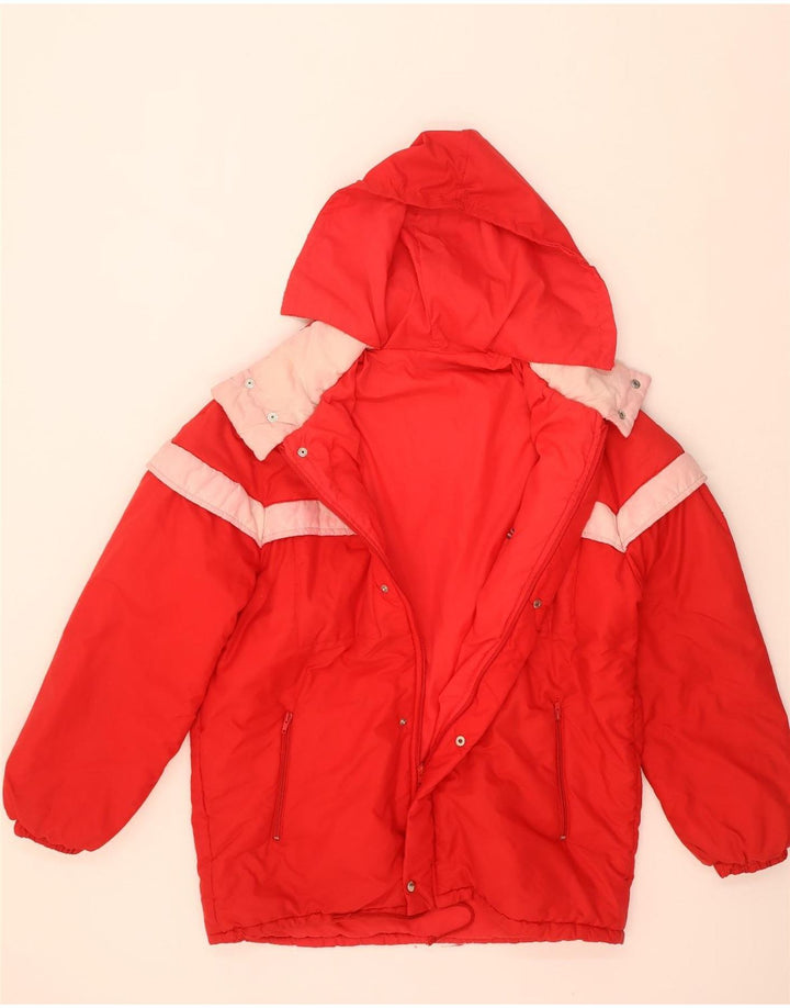 veste rembourrée à capuche vintage pour hommes IT 52 XL Red Colourblock Polyamide