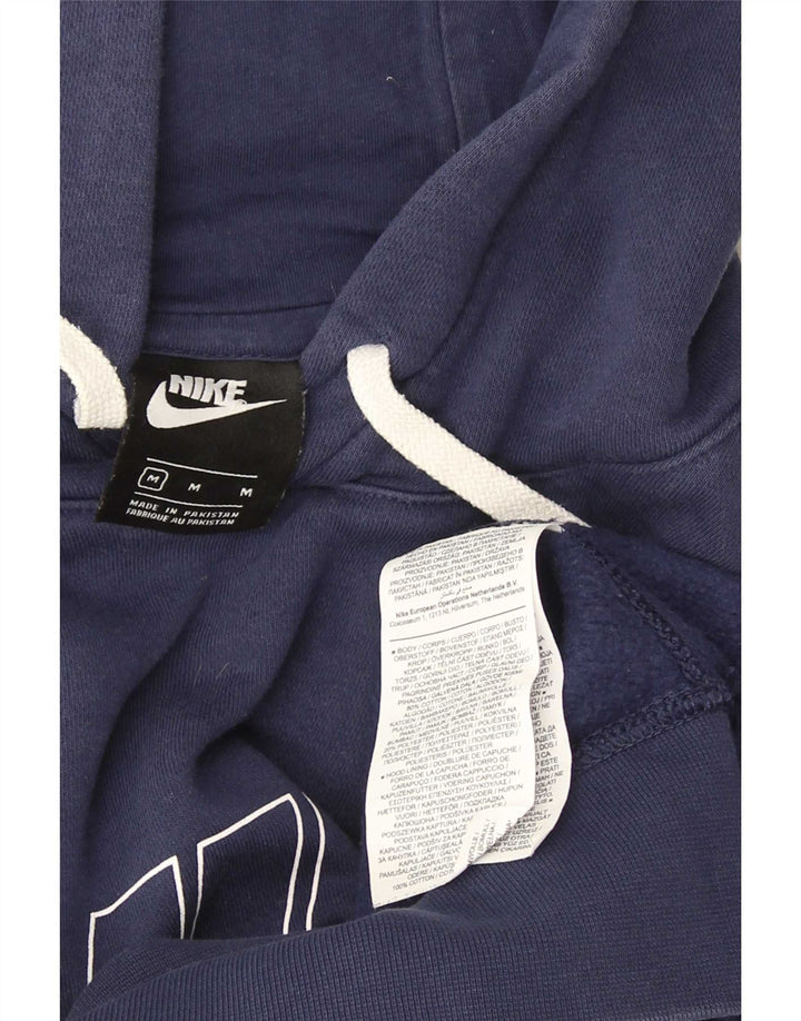 Nike Mens Graphic Hoodie Jumper Medium Navy Blue Cotton
