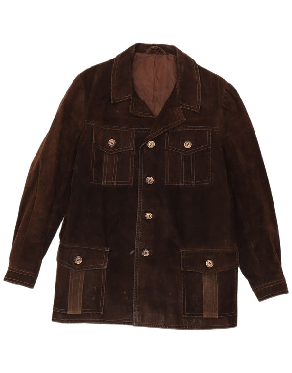 Giacca vintage in pelle scamosciata da uomo UK 38 Marrone medio