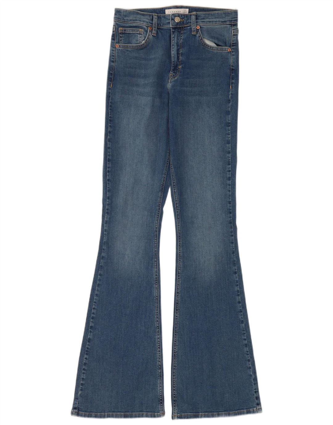 Topshop Womens Jamie Flared Jeans W28 L34 Blue Cotton