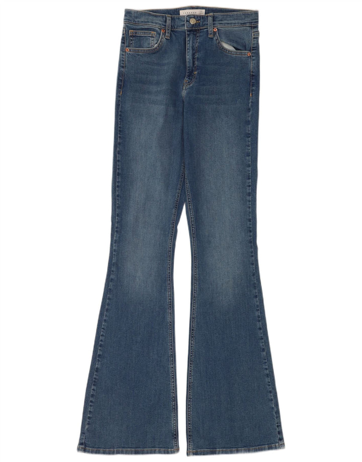 Topshop Womens Jamie Flared Jeans W28 L34 Blue Cotton
