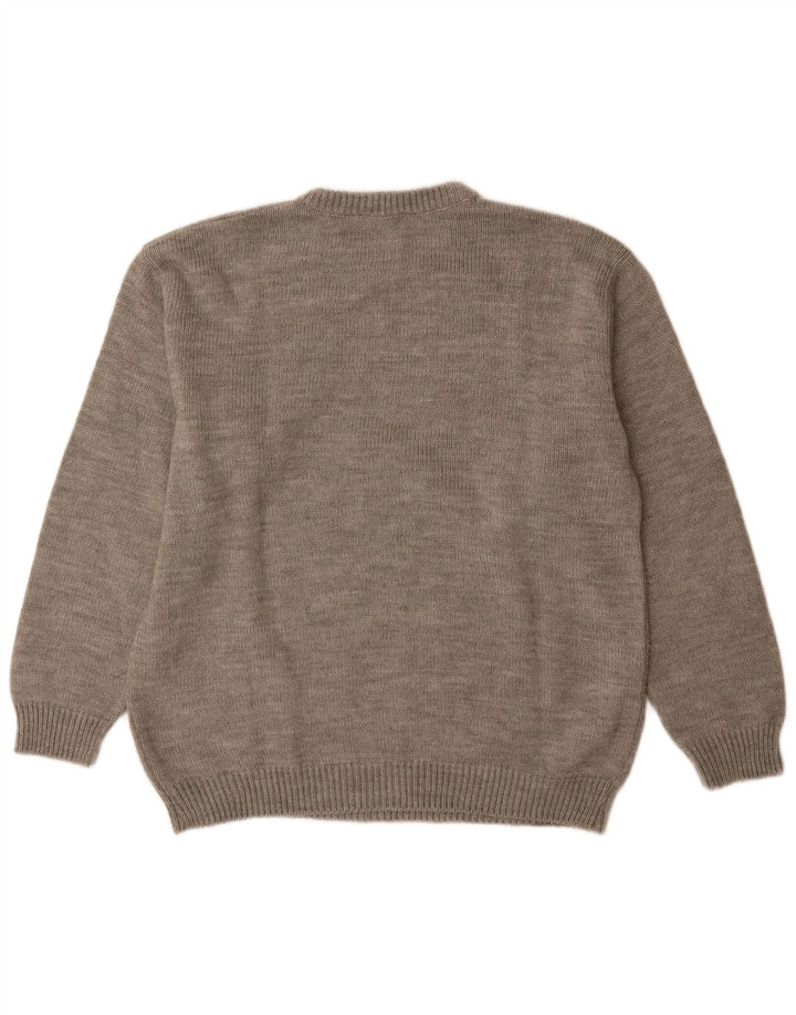 Maglione maglione girocollo da uomo Alcatraz grande lana geometrica grigia