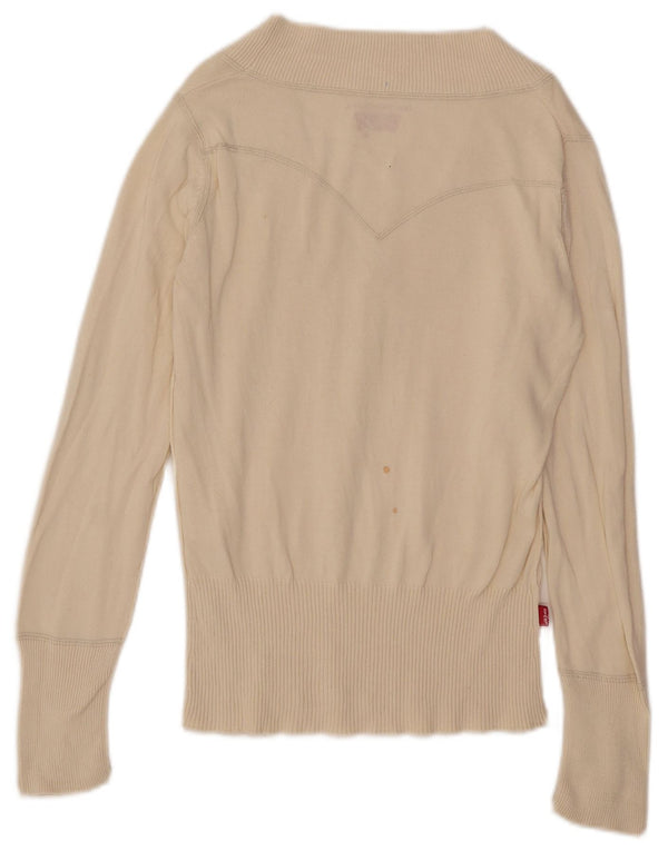 Levi's Womens V-Neck Jumper Sweater UK 12 Medium Off White