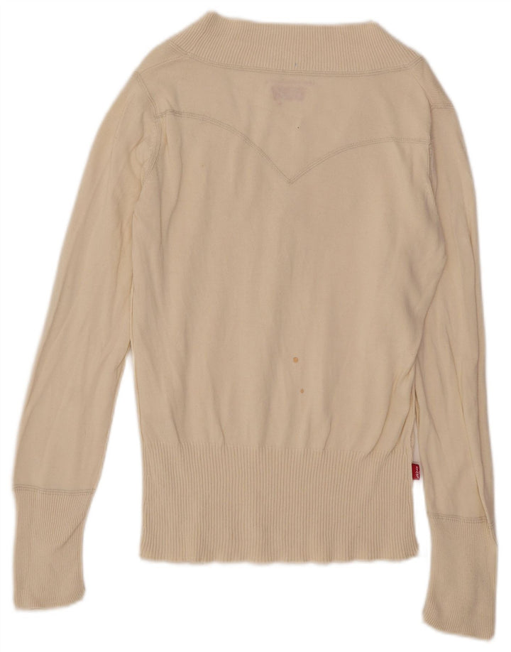 Maglione maglione con scollo a V da donna Levi's UK 12 medio bianco sporco