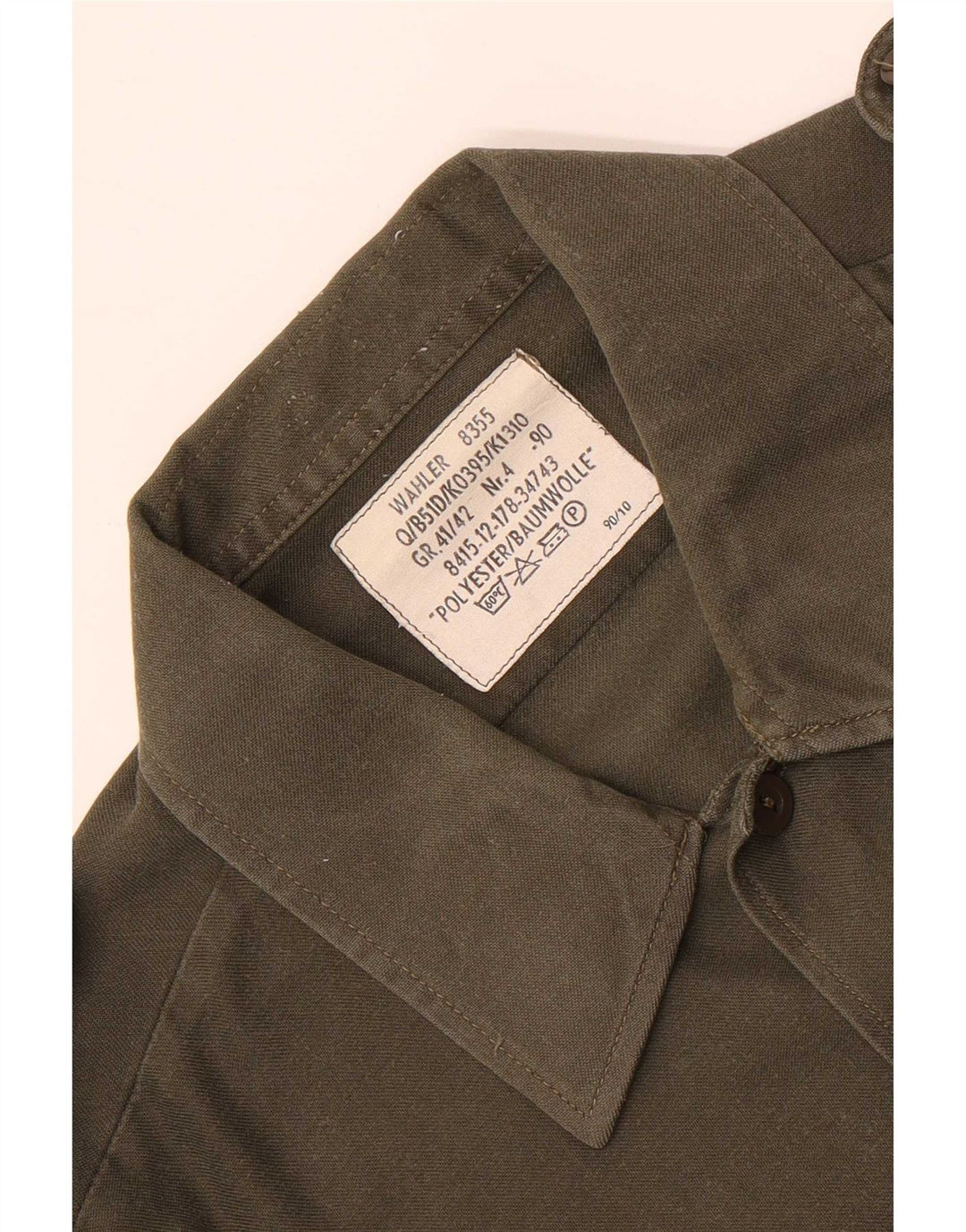 Vintage Mens Military Shirt Size 41/42 Large Khaki Polyester