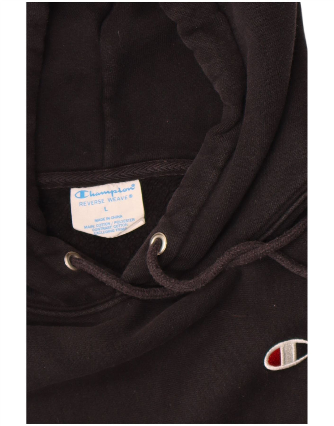 Champion Mens Reverse Weave Hoodie Jumper Large Black Cotton