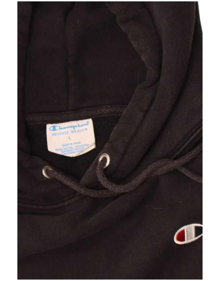 Champion Mens Reverse Weave Hoodie Jumper Large Black Cotton