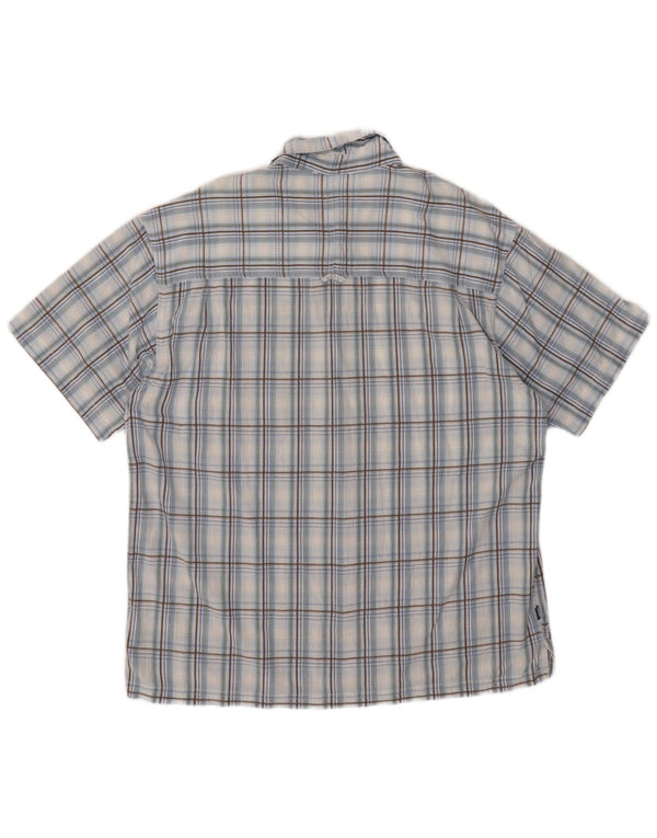 Mountain Warehouse Mens Short Sleeve Shirt XL Blue Check Cotton