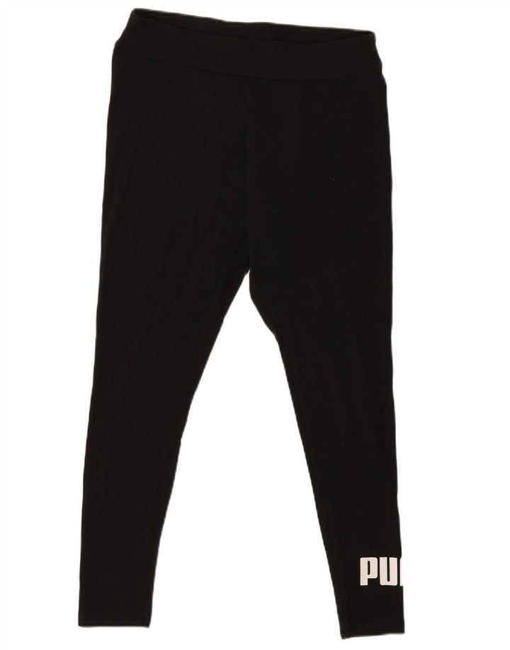 PUMA Womens Graphic Leggings UK 14 Large  Black Cotton