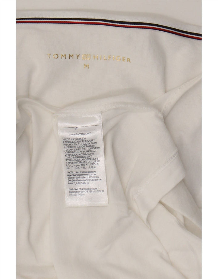 Tommy Hilfiger Womens Top 3/4 Sleeve UK 14 Medium White Cotton