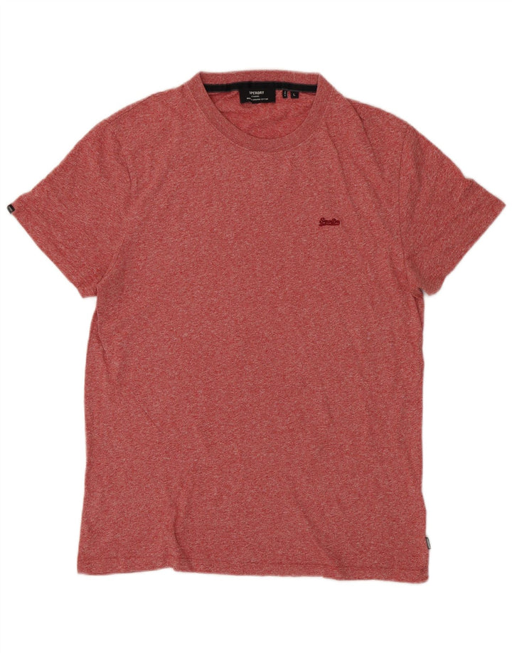 SUPERDRY Mens T-Shirt Top Large Red Flecked Cotton