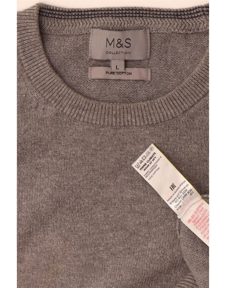 MARKS & SPENCER Maglione girocollo da uomo grande in cotone grigio