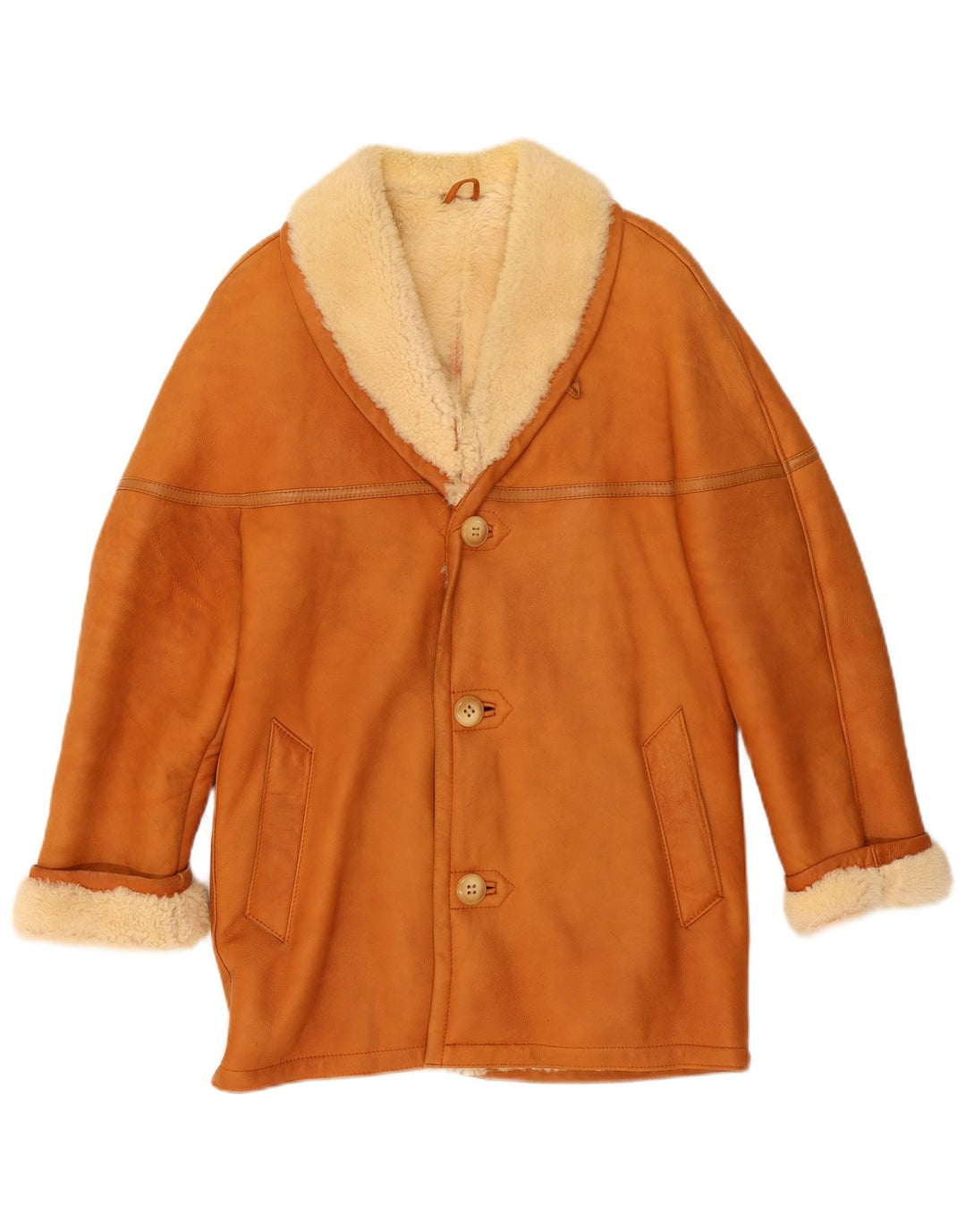 Giacca in shearling vintage da uomo UK 36 Piccolo shearling marrone