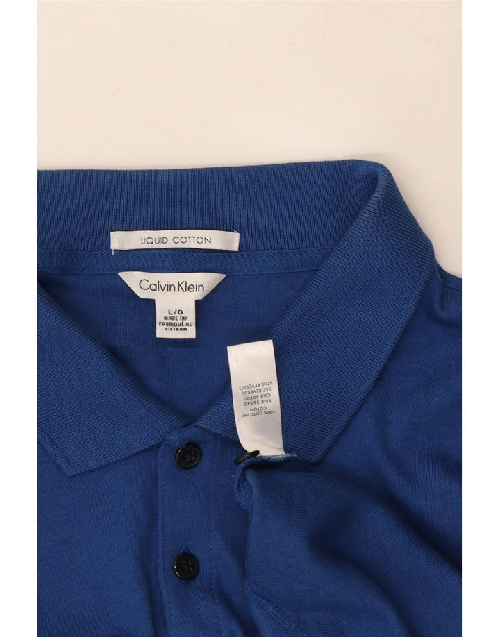 CALVIN KLEIN Mens Polo Shirt Large Blue Cotton
