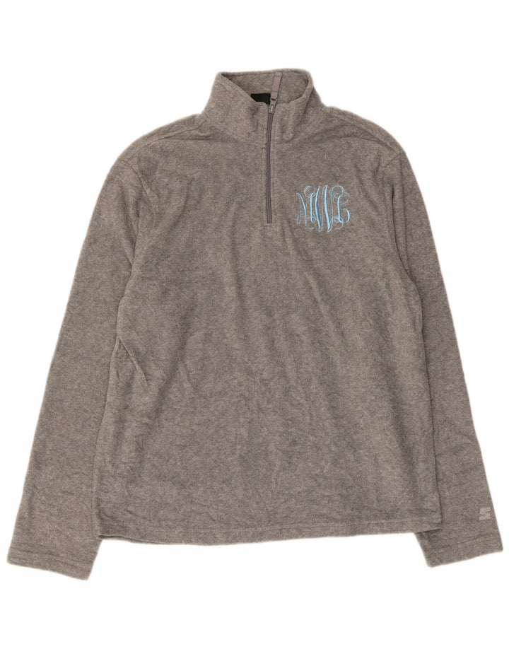 Starter Mens Graphic Zip Neck Fleece Jumper UK 38/40 Medium Grey Polyester