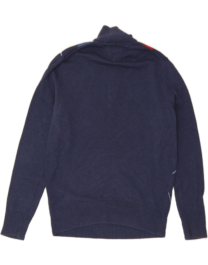TOMMY HILFIGER Mens Zip Neck Jumper Sweater Medium Navy Blue Vintage Tommy Hilfiger and Second-Hand Tommy Hilfiger from Messina Hembry 