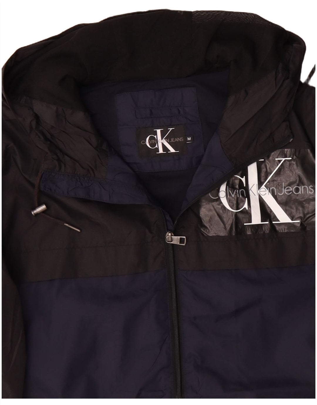 CALVIN KLEIN JEANS Grafisk regnjakke til mænd UK 38 Medium Blue Colourblock